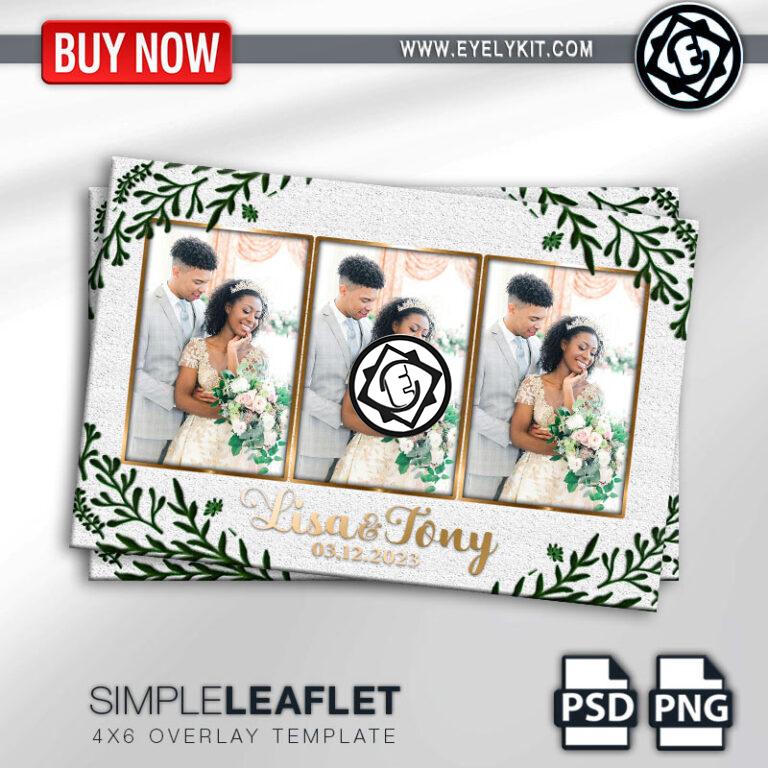 Green leaves and gold template OVERLAY-PHOTOBOOTH-EYELYKIT-ANIMATIONS-FREE-SIMPLE-LEAFLET-3PIC-P