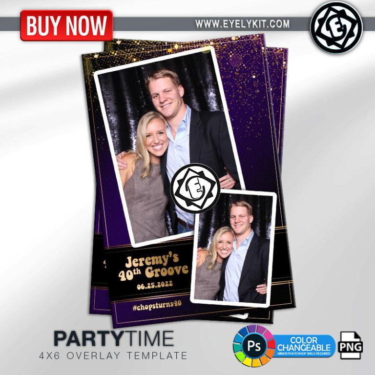 Purple overlay template OVERLAY-PHOTOBOOTH-ANIMATION-IPAD-MIRROR-FREE-2PIC-P-PARTY-TIME