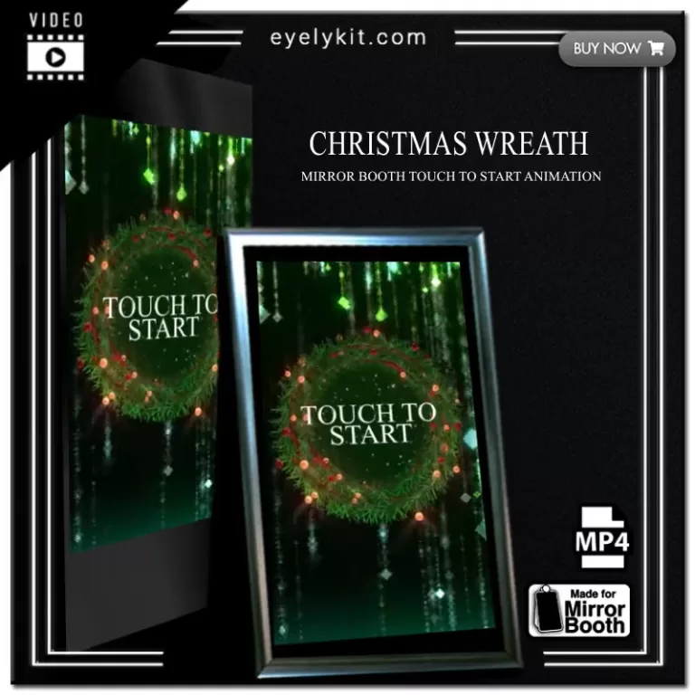 Mirror Booth Start Screens mirror-photo-booth-animation-touch-to-start-christmas-wreath