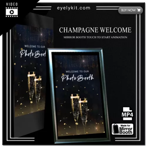 Mirror Booth Start Screens mirror-photo-booth-animation-touch-to-start-champagne-welcome