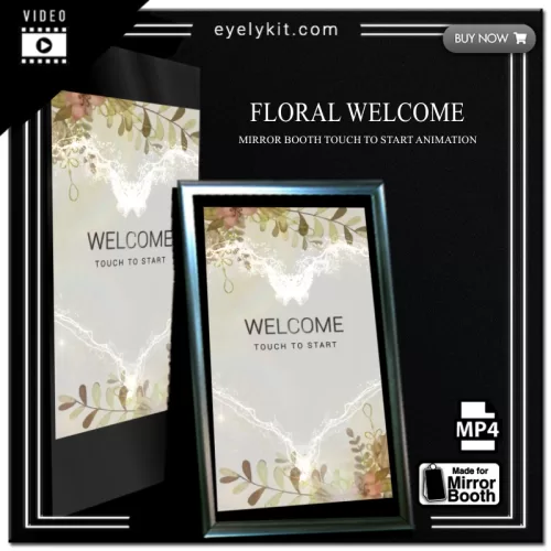 Mirror Booth Start Screens mirror-photo-booth-animation-touch-to-start-floral-welcome