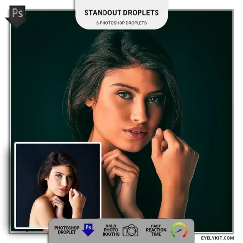 standout droplet pack- This collection features six meticulously crafted Photoshop droplets that transform your photos into breathtaking works of art. Designed for photo booth owners, photographers, and creative professionals, these droplets add a unique vintage feel and cinematic vibe to every image.