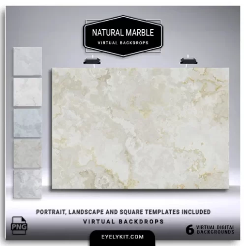 Natural Marble Virtual Backdrops- This bundle includes a collection of high-resolution marble-inspired backdrops, each featuring realistic textures and tones that evoke the luxury and sophistication of marble surfaces. With a variety of natural marble patterns and colors, this bundle is perfect for weddings, upscale events, corporate gatherings, or any occasion where a touch of refinement is desired.