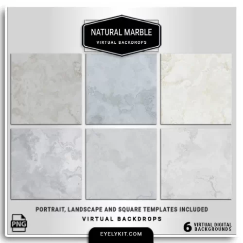 Natural Marble Virtual Backdrops- This bundle includes a collection of high-resolution marble-inspired backdrops, each featuring realistic textures and tones that evoke the luxury and sophistication of marble surfaces. With a variety of natural marble patterns and colors, this bundle is perfect for weddings, upscale events, corporate gatherings, or any occasion where a touch of refinement is desired.