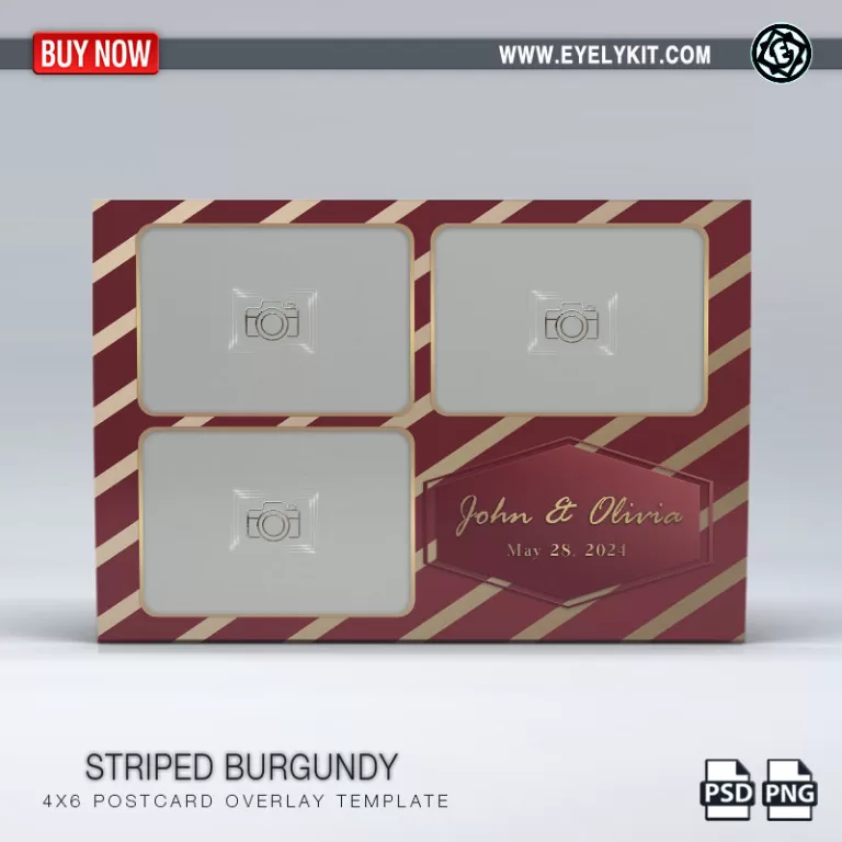 PHOTO BOOTH OVERLAY OVERLAY-TEMPLATE-STRIPED-BURGUNDY-3PICL