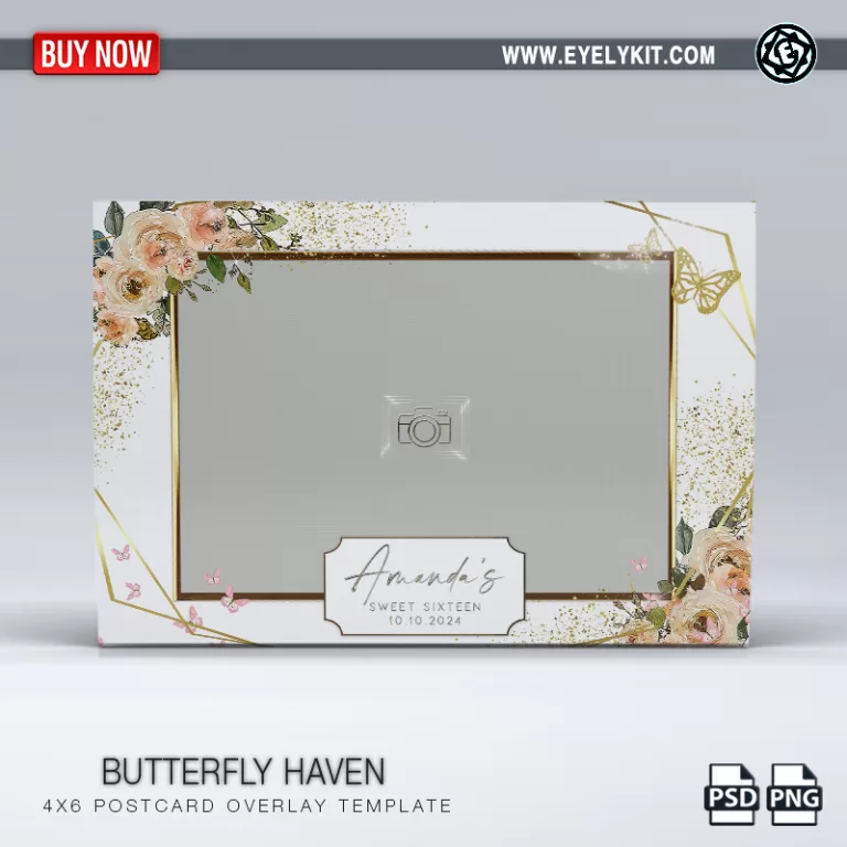 PHOTO BOOTH OVERLAY PHOTO BOOTH OVERLAY OVERLAY-TEMPLATE-BUTTERFLY HAVEN 1PICL