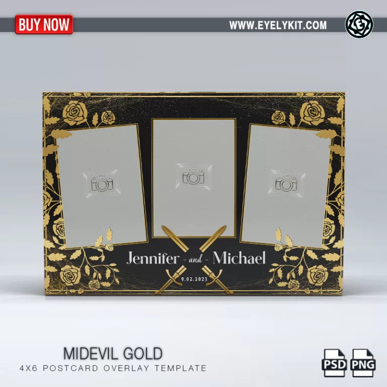 PHOTO BOOTH OVERLAY OVERLAY-TEMPLATE-midevil-gold-3pic-p