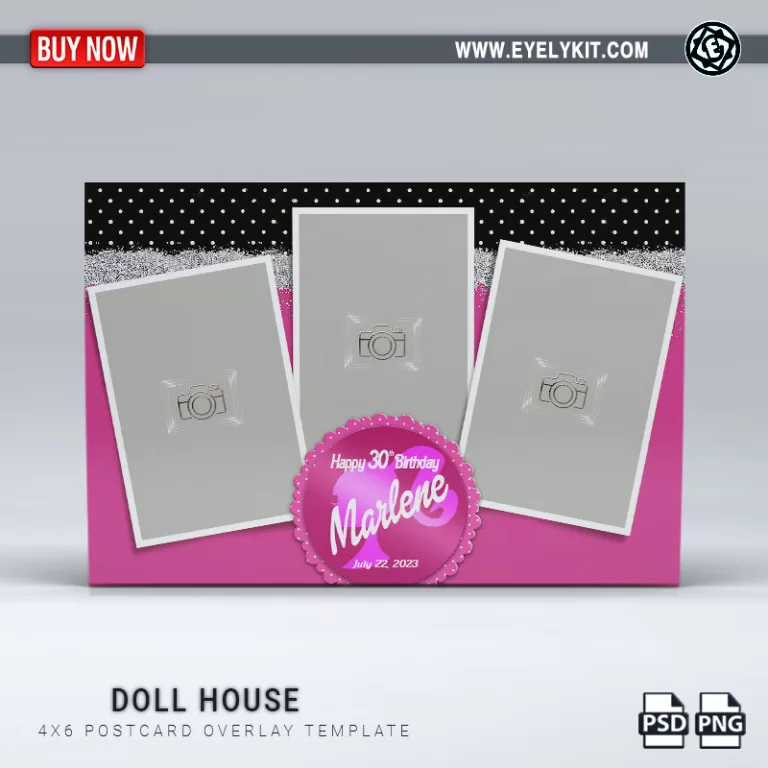 PHOTO BOOTH OVERLAY OVERLAY-TEMPLATE-DOLL-HOUSE-3PIC-P