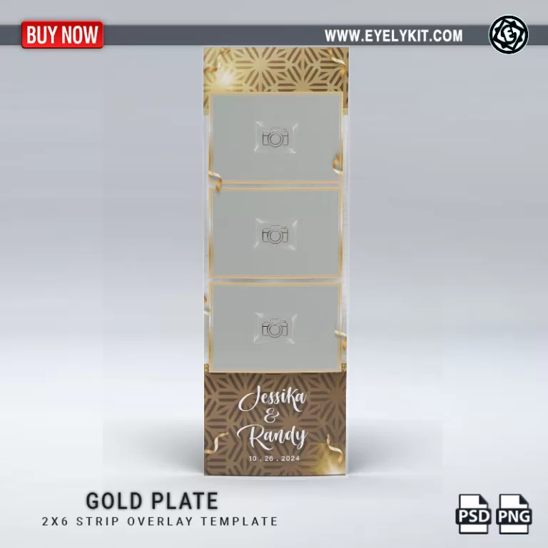 PHOTO BOOTH OVERLAY OVERLAY-TEMPLATE-GOLD-PLATE-2X6-L