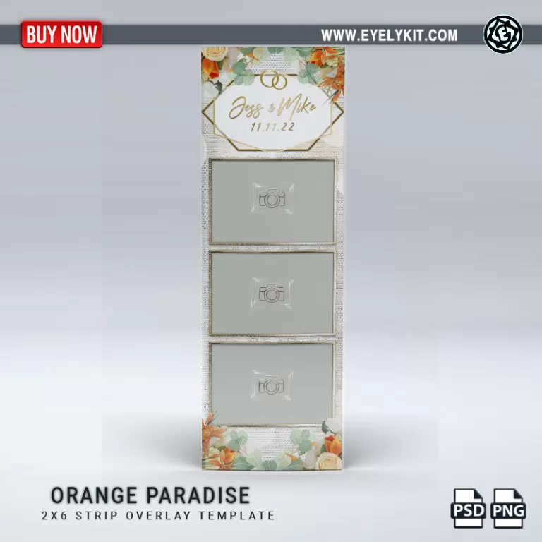 wedding photo booth templates PHOTO BOOTH OVERLAY OVERLAY-TEMPLATE-ORANGE-PARADISE-2X6-L