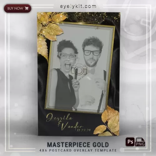 PHOTO BOOTH OVERLAY OVERLAY-TEMPLATE-MASTERPIECE-GOLD-1PIC-P