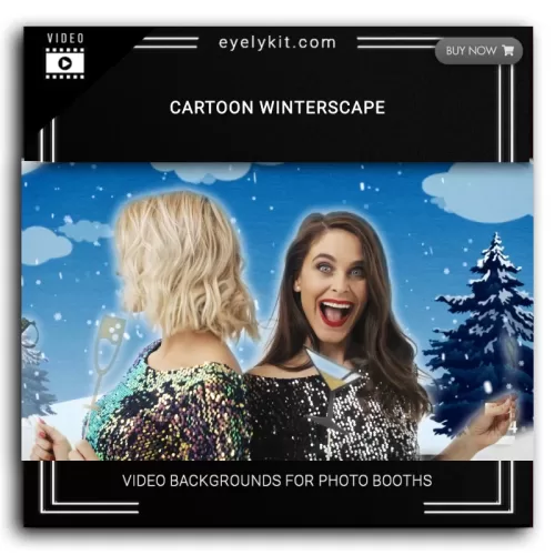 Video Background 360 booth CARTOON-WINTERSCAPE-VIDEO-BACKDROP-PHOTO-BOOTH