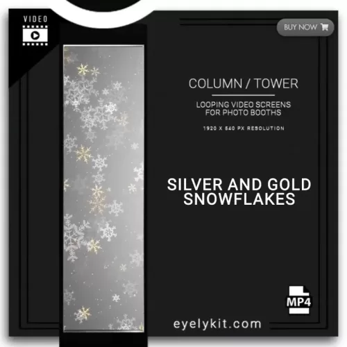 LED tower Photo Booth silver-and-gold-snowflakes-PHOTO-BOOTH-COLUMN-SCREEN