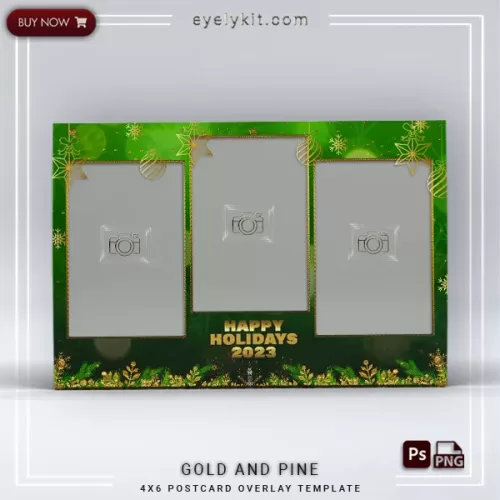 beautiful gold and green holiday template 3PICP-GOLD-PINE-PHOTO-BOOTH-OVERLAY-EYELYKIT-HOW-TO-FREE