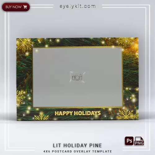 beautiful gold and green holiday template LIT-HOLIDAY-PINE-1PICL-PHOTO-BOOTH-OVERLAY-EYELYKIT-HOW-TO-FREE