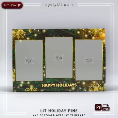 beautiful gold and green holiday template LIT-HOLIDAY-PINE-3PICP-PHOTO-BOOTH-OVERLAY-EYELYKIT-HOW-TO-FREE