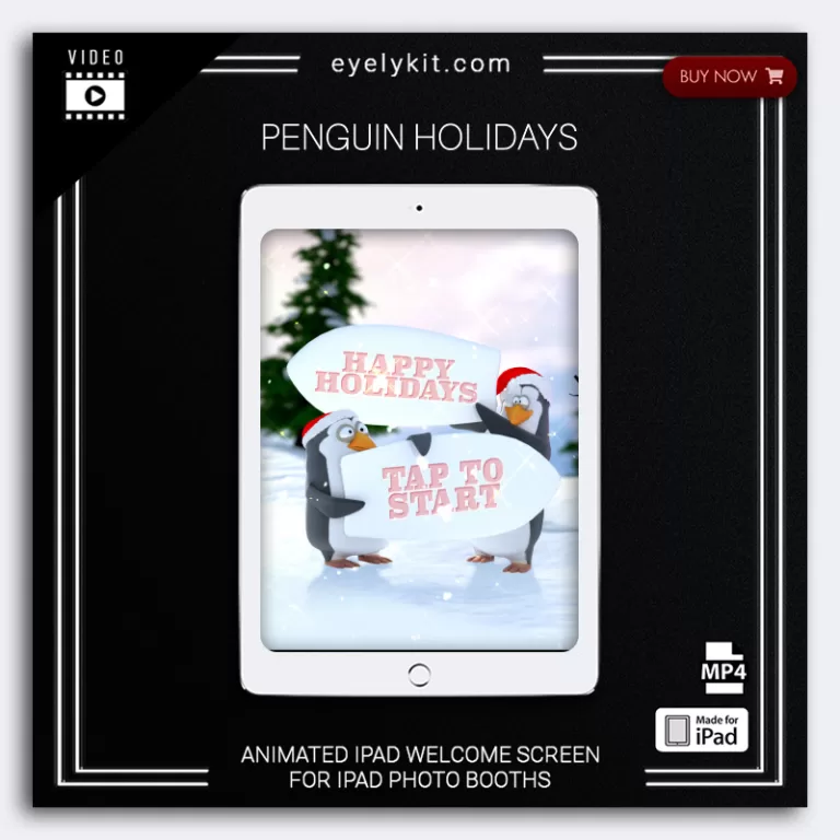 stunning holiday screens for ipad photo booths penguin-holidays-ipad-animation-welcome-greet-screen-photo-booth