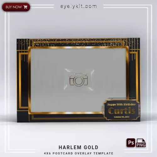 Harlem Theme photo booth template PHOTOBOOTH-OVERLAY-EYELYKIT-HOW-TO-HARLEM-GOLD-1PICL