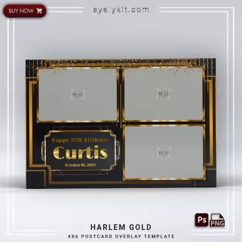 Harlem Theme photo booth template PHOTOBOOTH-OVERLAY-EYELYKIT-HOW-TO-HARLEM-GOLD-3PICL