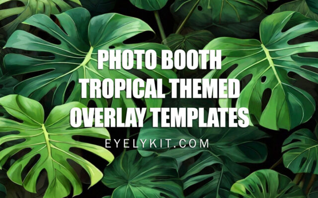 Tropical photo booth overlays-Beach-themed photo booth templates-Tiki photo booth templates-Customizable Hawaiian luau photo booth templates-Jungle adventure photo booth overlays for themed parties