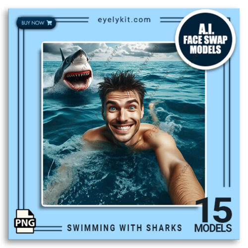 swimming with sharks face swap images ai-photo-booth-face-swap-models-swimming-with-sharks-1