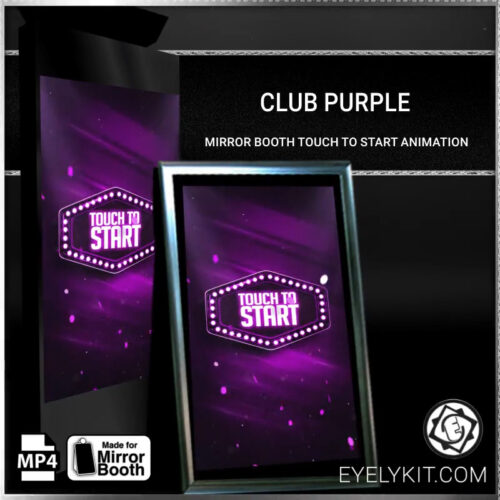 Purple club touch to start mirror booth mirror-photobooth-animation-club-purple