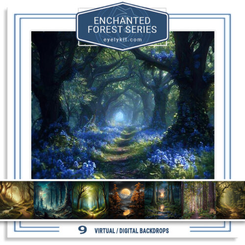 enchanted forest virtual backdrops AI-generated-virtual-backdrops-backgrounds-for-photobooth-overlat-templates-enchanted-forest-series-2