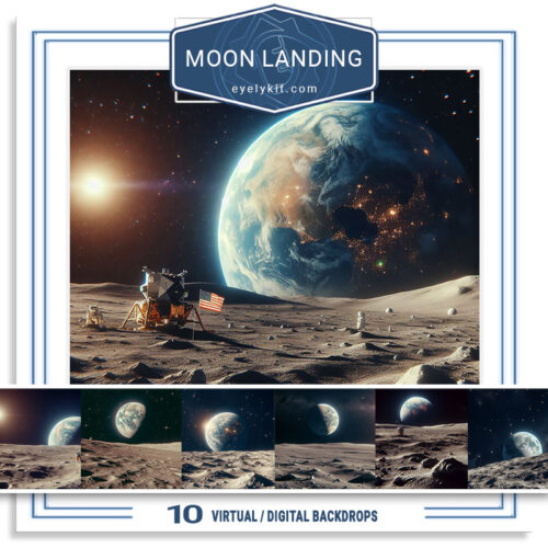 moon landing virtual backdrops AI-generated-virtual-backdrops-backgrounds-for-photobooth-overlat-templates-moon-landing-1