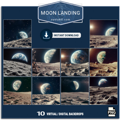 moon landing virtual backdrops AI-generated-virtual-backdrops-backgrounds-for-photobooth-overlat-templates-moon-landing-1