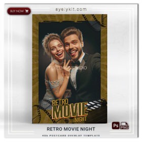 Retro movie night 4x6 template PHOTOBOOTH-OVERLAY-EYELYKIT-HOW-TO-RETRO-MOVIE-NIGHT-1PICP