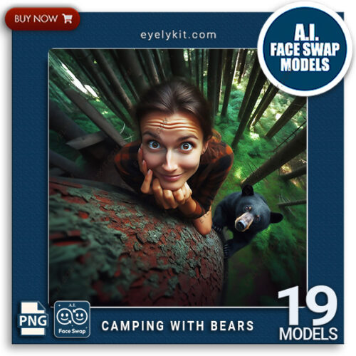 camping faceswap ai models avatars ai-photo-booth-face-swap-models-camping-with-bears-1