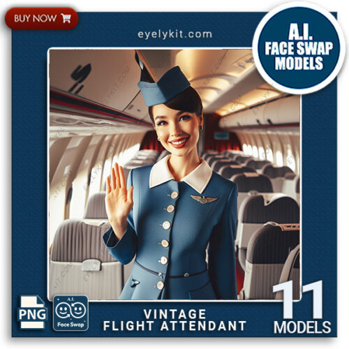 flight attendant AI face Swap Models ai-photo-booth-face-swap-models-vintage-flight-attendant-1