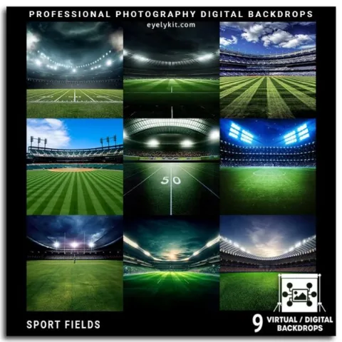 sports fields theme virtual backdrops for Photo Booths