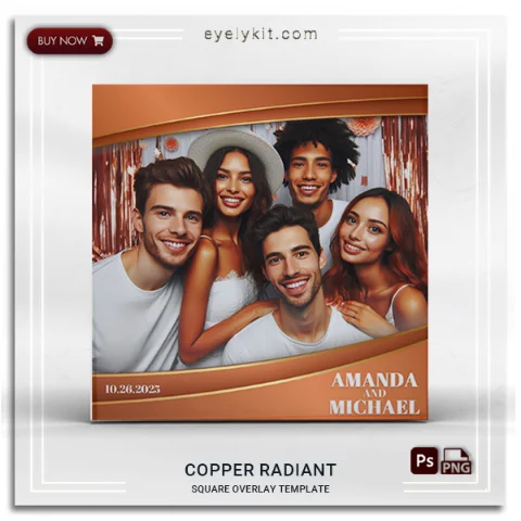 square copper wedding photobooth template PHOTO-BOOTH-OVERLAY-TEMPLATES-COPPER-RADIANT-SQUARE