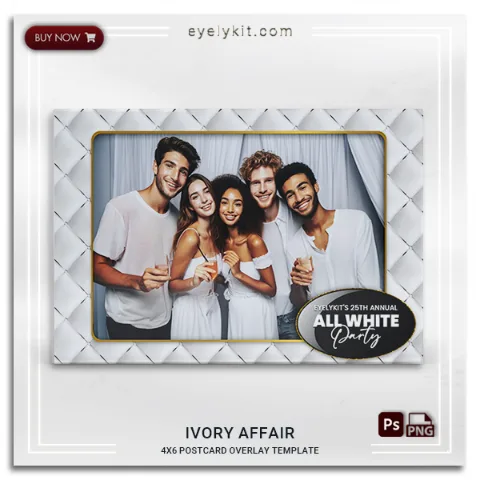 White Party Photobooth Template PHOTO-BOOTH-OVERLAY-TEMPLATES-IVORY-AFFAIR-1PICL