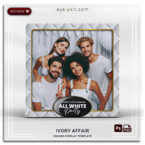 White Party Photobooth Template PHOTO-BOOTH-OVERLAY-TEMPLATES-IVORY-AFFAIR-1PICL