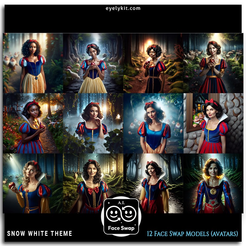 snow white face swap for photo booths AI-face-swap-models-avatars-images-for-photo-booths-snow-white-theme-2 AI-face-swap-models-avatars-images-for-photo-booths-snow-white-theme-1