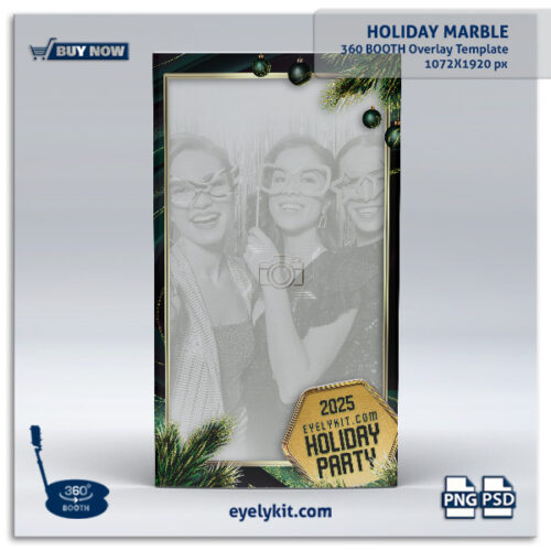 green and gold 360 booth holiday frame 360-BOOTH-OVERLAY-TEMPLATES-1072X1920-TRANSPARENT-holiday-marble-360-portait