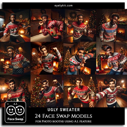 ugly sweater face swap AI-Faceswap-models-for-photo-booths-christmas-ugly-sweater-1