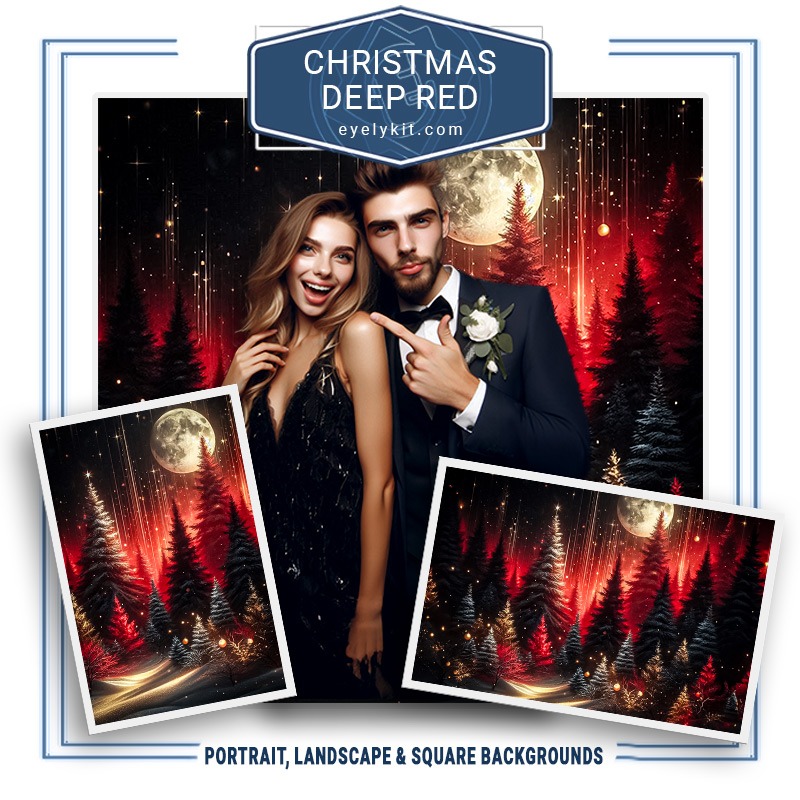 red christmas photobooth backdrops AI-generated-virtual-backdrops-backgrounds-for-photobooth-overlat-templates-DEEP-CHRISTMAS-REDS-2