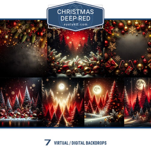 red christmas photobooth backdrops AI-generated-virtual-backdrops-backgrounds-for-photobooth-overlat-templates-DEEP-CHRISTMAS-REDS-2