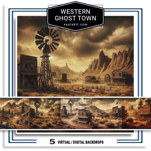 western ghost town backdrops AI-generated-virtual-backdrops-backgrounds-for-photobooth-overlat-templates-western-ghost-town-backdrop-2