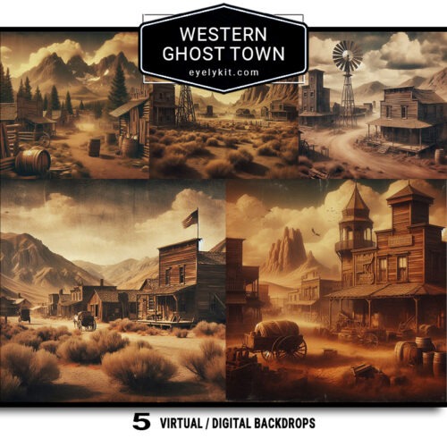 western ghost town backdrops AI-generated-virtual-backdrops-backgrounds-for-photobooth-overlat-templates-western-ghost-town-backdrop-2