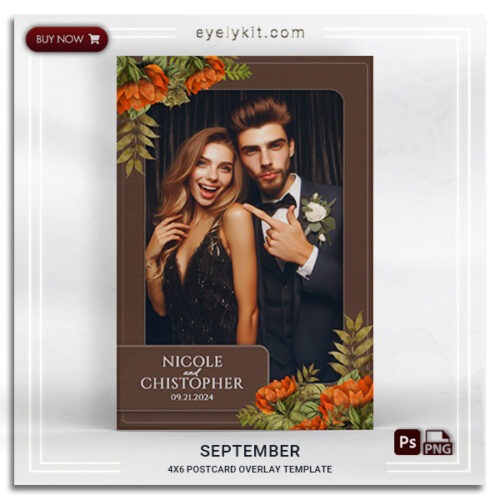 burnt orange flowers photo booth frame SEPTEMBER-1PICP-PHOTO-BOOTH-OVERLAY-EYELYKIT-HOW-TO-FREE