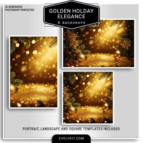 elegant gold christmas backdrops- ach backdrop is meticulously crafted to create a refined, joyful atmosphere that’s ideal for capturing holiday memories with a touch of glamour. Compatible with green screen and AI background removal tools, the Elegant Gold Christmas Backdrops Series is the perfect addition