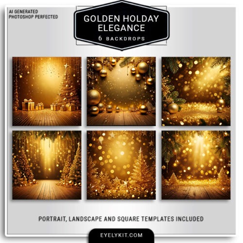 elegant gold christmas backdrops- ach backdrop is meticulously crafted to create a refined, joyful atmosphere that’s ideal for capturing holiday memories with a touch of glamour. Compatible with green screen and AI background removal tools, the Elegant Gold Christmas Backdrops Series is the perfect addition