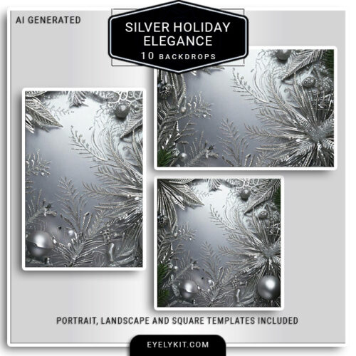 stunning silver christmas backdrops- Each design is crafted to reflect light beautifully, giving photos a crisp, radiant quality. Ideal for adding a modern, sophisticated twist to Christmas décor, the Stunning Silver Christmas Backdrops are fully compatible with green screen and AI background removal tools, ensuring that every holiday moment sparkles