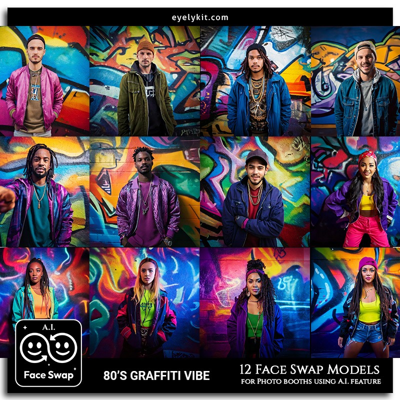 80s neon graffiti face swap ai-photo-booth-face-swap-models-80s-retro-graffiti-wall-face-swap-2