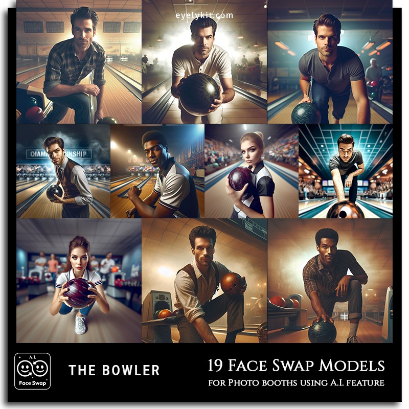 bowling face swap images ai-photo-booth-face-swap-models-Bowling-bowler-face-swap-avatars