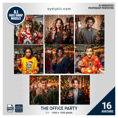 funny office holiday party face swap- letting guests embrace their inner 'office character' for memorable, laugh-out-loud photos. Ideal for corporate gatherings, holiday parties, and end-of-year celebrations, this bundle brings the office party spirit to life